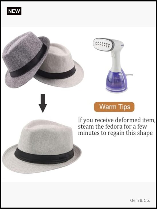 5 Pack Short Brim Fedora Classic Summer Beach Sun Hats Panama Cap Unisex main image 4